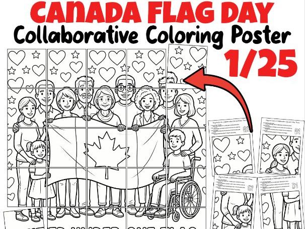 Canada Flag Day Collaborative Coloring Poster | United Under One Flag