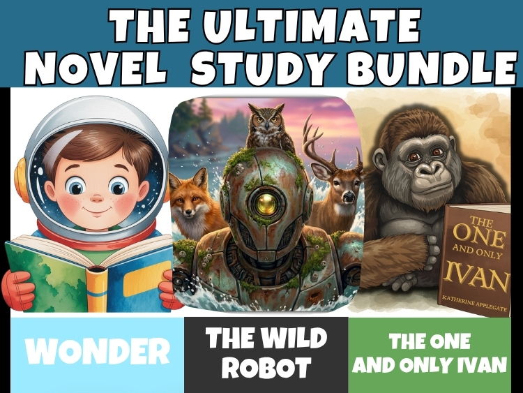 Wonder, Wild Robot & Ivan Novel Study Bundle