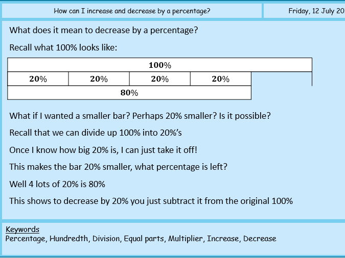 Increasing / decreasing by a percentage
