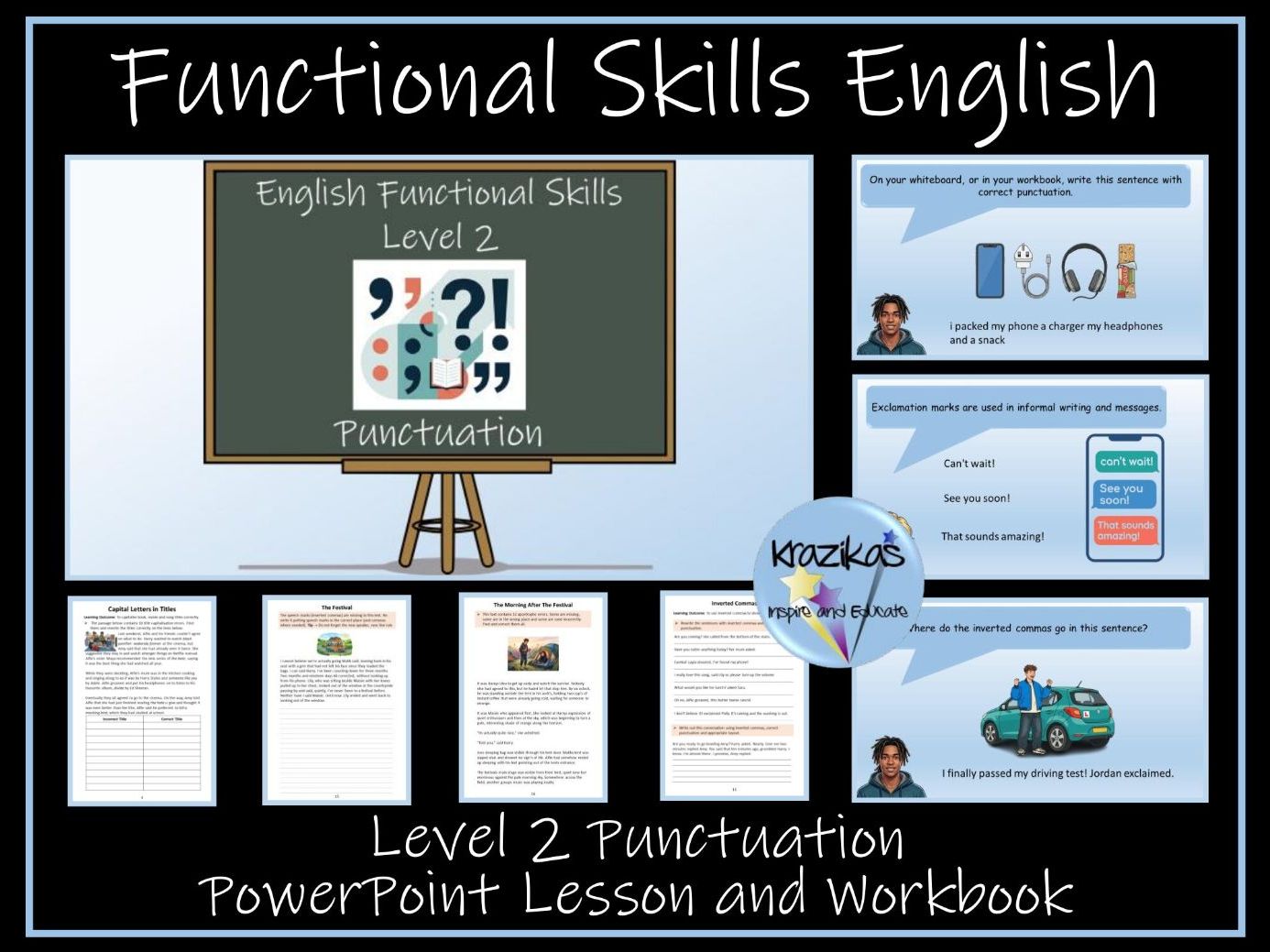 English Functional Skils Level 2 - Punctuation - PowerPoint Lesson and Workbook