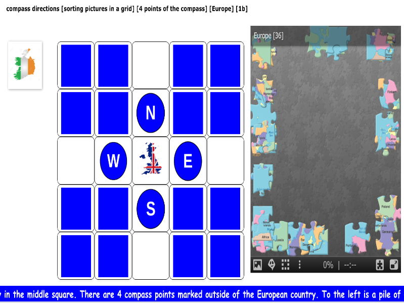 compass directions [sorting pictures in a grid] [4 points of the compass] [Europe] [1b]