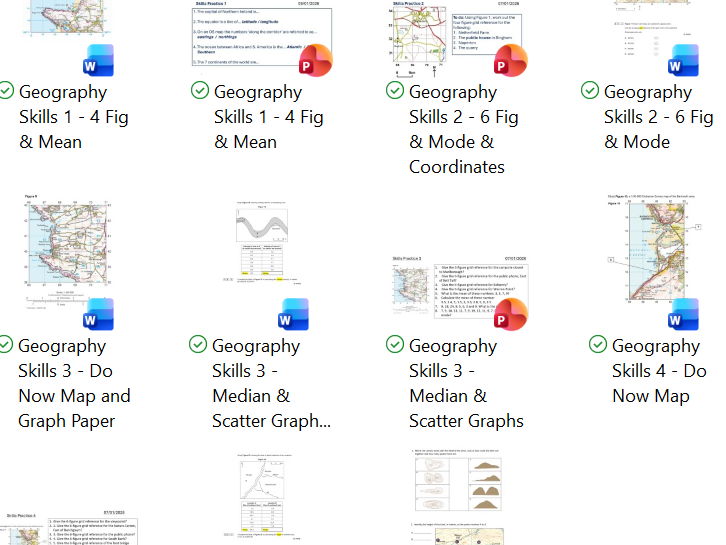 Geography Skills Bundle Map Skills Graphs Averages Coordinates and Relief