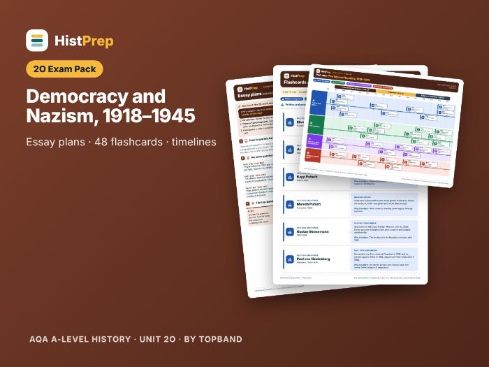 Democracy and Nazism 1918–1945 Exam Pack: Essays, Flashcards, Timelines AQA 2O