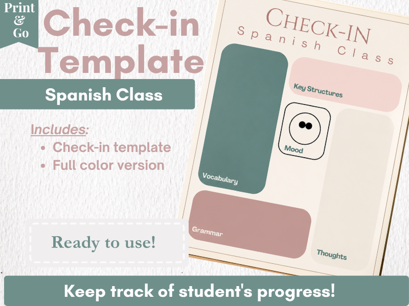 Spanish Lesson Check-In / Worksheet (Starter / Plenary Activity)