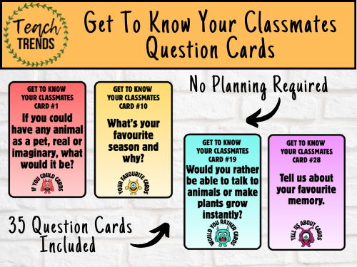Get To Know Your Classmates Question Cards - New Year/New Class Ideas