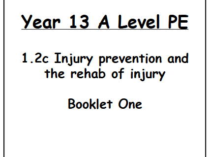 OCR A Level PE - Injury Prevention Work Booklets One and Two