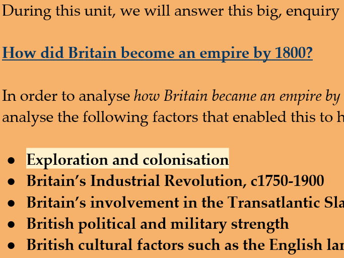 KS3 History Scheme: How did Britain become an Empire by 1800?