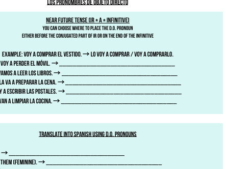 Direct object pronouns Spanish KS3/4