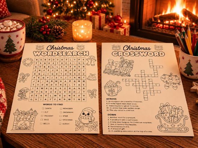 Christmas Word Search & Crossword | Festive Worksheets with Answers