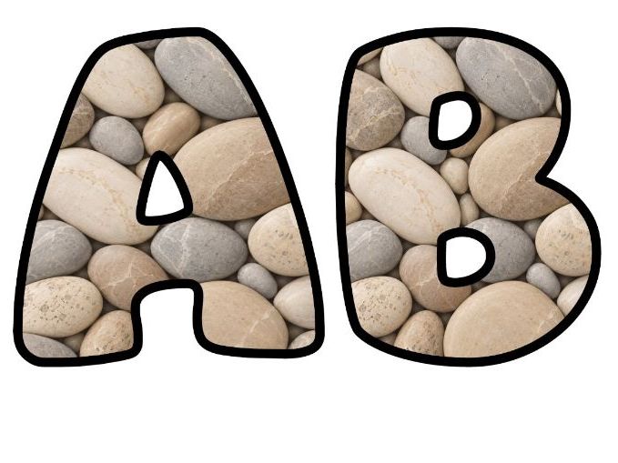 Smooth Pebbles Stones Bubble Letters | Geography Topic Bulletin Board Letters