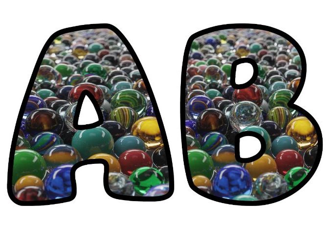 Marbles Games Retro Classroom Display | Lettering Set | Upper & Lowercase, 0-9 and Signs