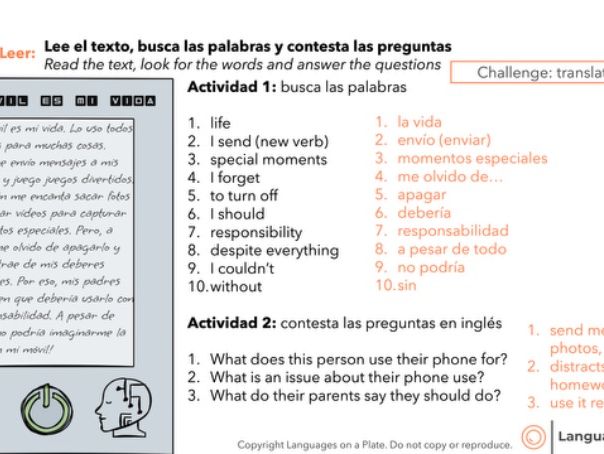 ¿Cómo usas tu móvil? - mobile phones Spanish - how do you use your phone?