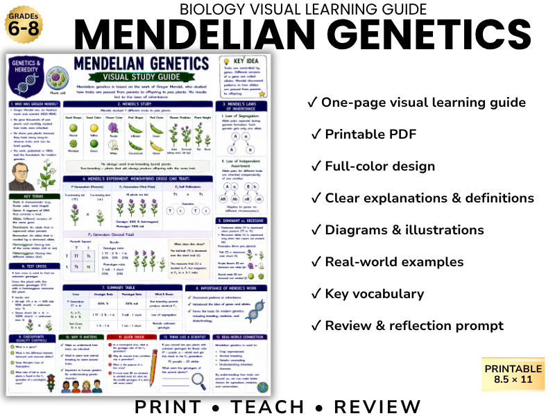 MENDELIAN GENETICS | Biology Visual Learning Guide | Grade 8 & Middle School Science