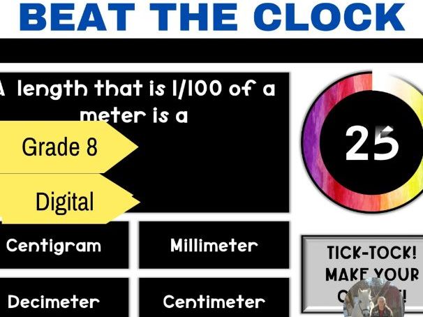 Metric Fun Beat the Clock Self Grading Power Point Grades 8,9 & 10