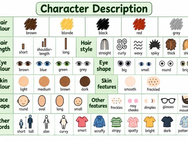Character Description Writing Word Mat KS1