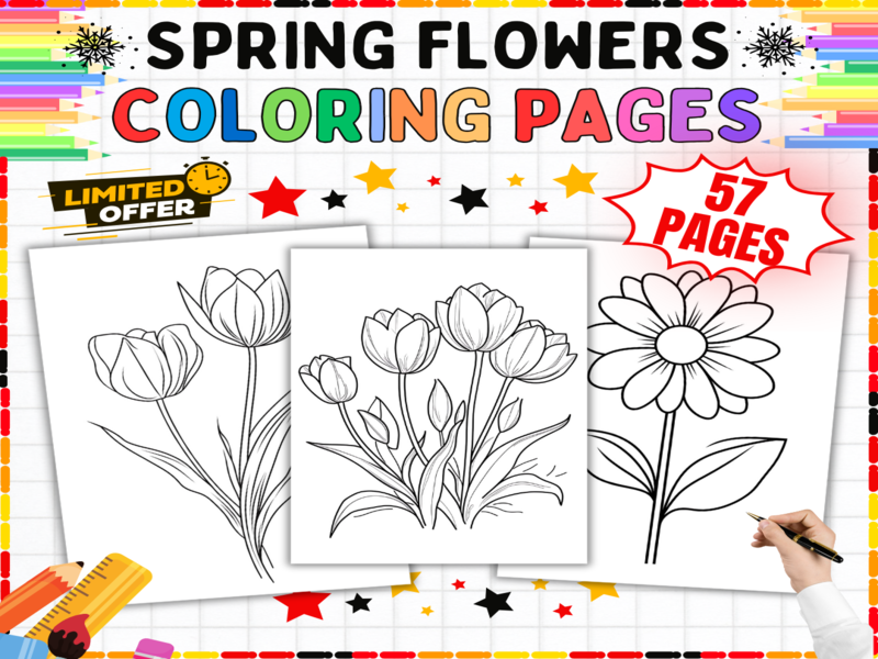 Spring Flowers Colouring Pages | Floral Activities & Blossom Scenes for Creative Early Years Fun