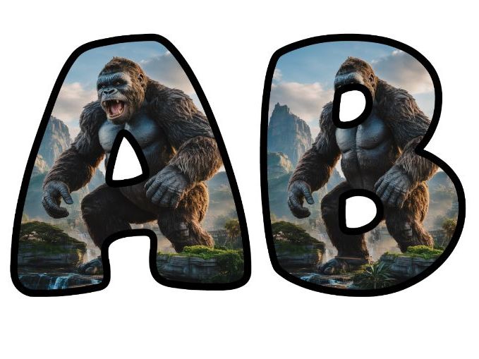 Giant Ape Book Character Lettering Set for Classroom Display | Upper & Lowercase, 0-9 and Signs