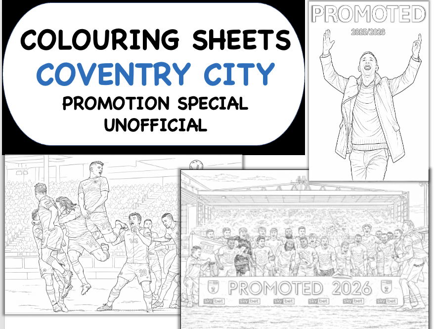 Coventry City Football Promotion Colouring Sheets.