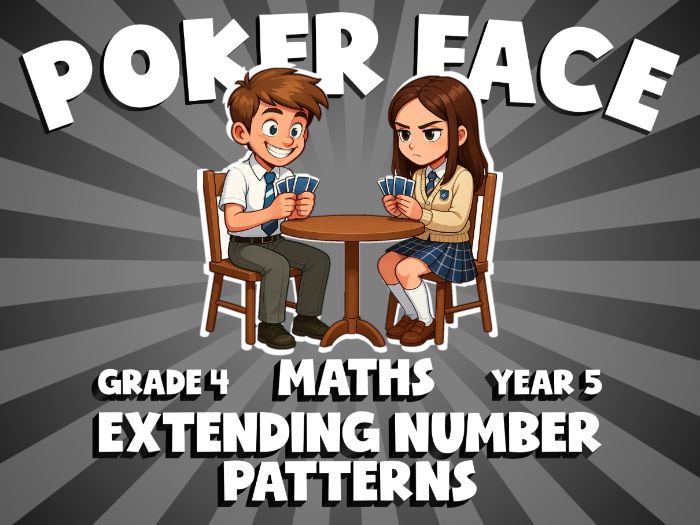 Extending Number Patterns POKER FACE Maths Game | No-Prep Year 5 Review Activity