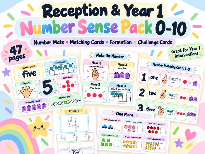 Reception & Year 1 Number Sense Pack 0–10 | Number Mats, Matching, Formation & Intervention