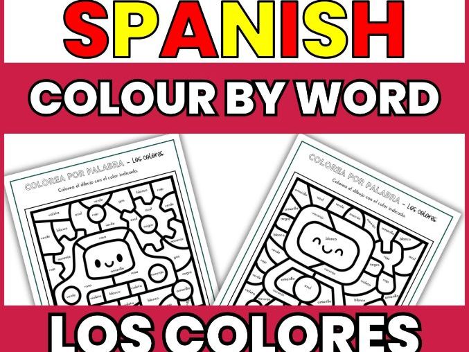 Spanish Colors / Los Colores en Español: Robot Colour by Word Worksheet Activity