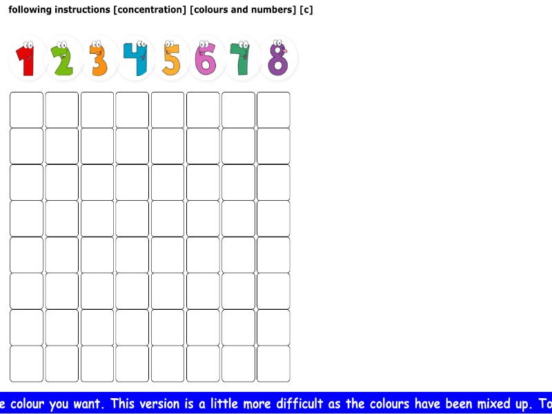 following instructions [concentration] [colours and numbers] [c]