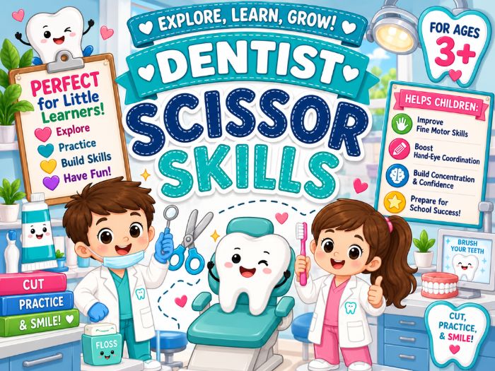 Dentist Scissor Skills Worksheets | Cutting Practice & Fine Motor Activities | Preschool–Grade 1