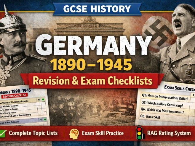 AQA GCSE History: Germany 1890-1945 Revision & Exam Checklist.