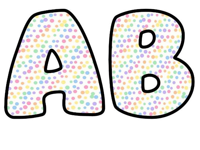 Pastel Confetti Dots Bubble Letters | Polka Dot Bulletin Board Letters | Classroom Display Pack