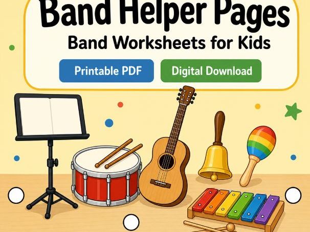 Band Helper Activity Worksheets for Kids