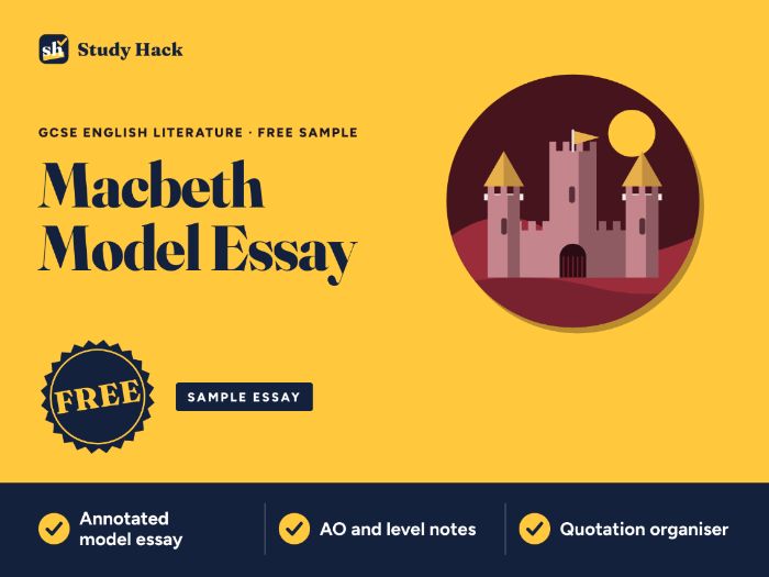 FREE GCSE English Literature Macbeth Sample: annotated model essay, quotation organiser (AQA-style)