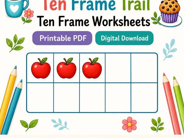 Ten Frame Trail | Ten Frame Worksheets | Printable PDF | Digital Download