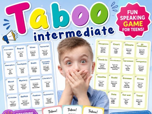 Taboo Speaking Game | Intermediate ESL Vocabulary | B1–B2 Conversation Activity | Printable PDF