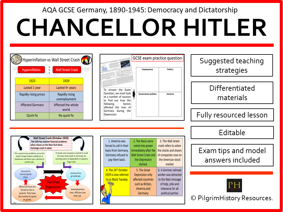 AQA GCSE Germany 1890 - 1945: Hitler Becomes Chancellor 1933 - Problems and Challenges (FREE lesson)