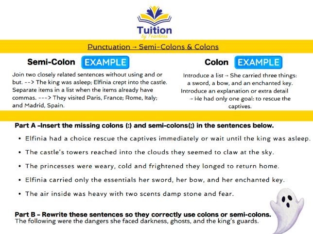 7. 11+ English - Reading Comprehension: Inference & Retrieval ; Punctuation: Colons & Semi-Colons