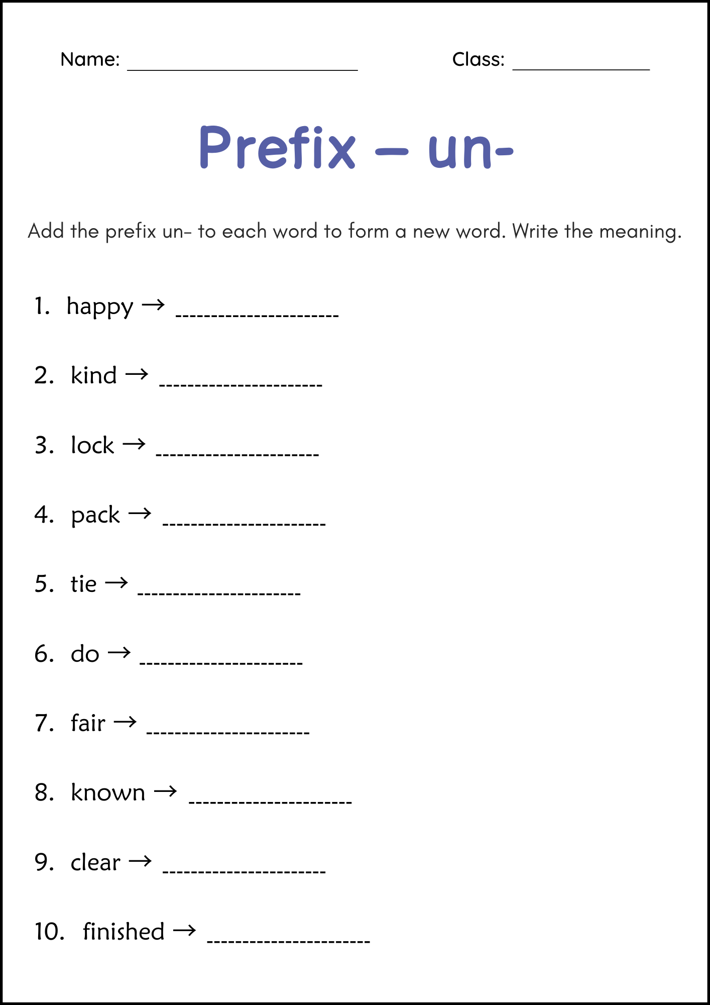 Prefixes, Suffixes, and Root Words Worksheets for Elementary ELA