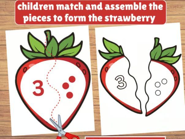 Strawberry Numbers 1–10 Cut and Paste Activity | Fine Motor Math Center