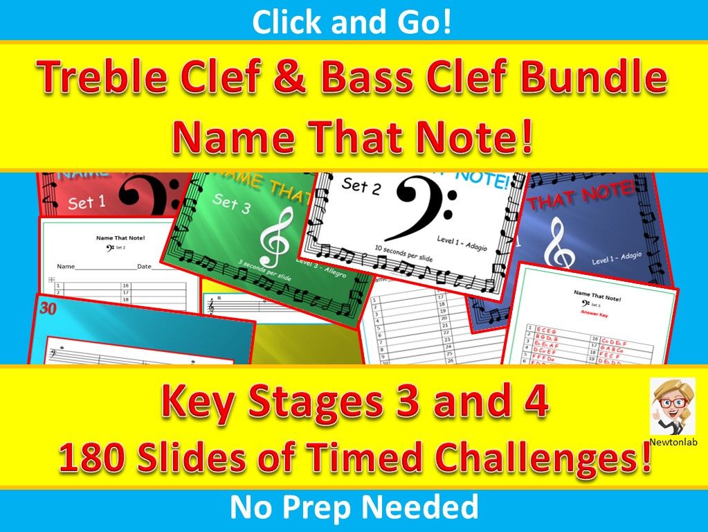 Treble Clef and Bass Clef BundleName That Note Challenge! Key Stages