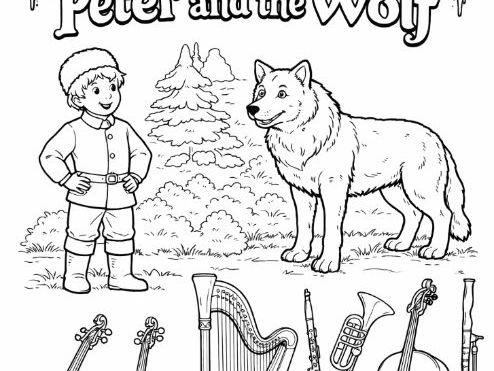 Peter and the Wolf Colouring Page- Orchestra Instruments