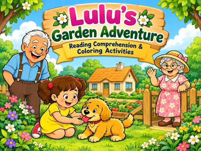 Lulu's Garden Adventure: Reading Comprehension & Coloring Activities