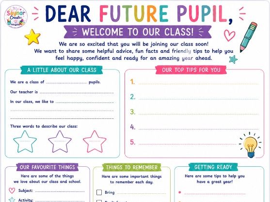 Dear Future Pupil | KS2 End of Year Transition & Welcome Activity