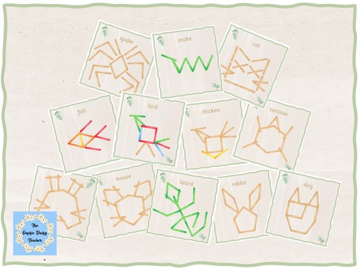 Lolly Stick Pattern Cards - Pets (Natural Theme)