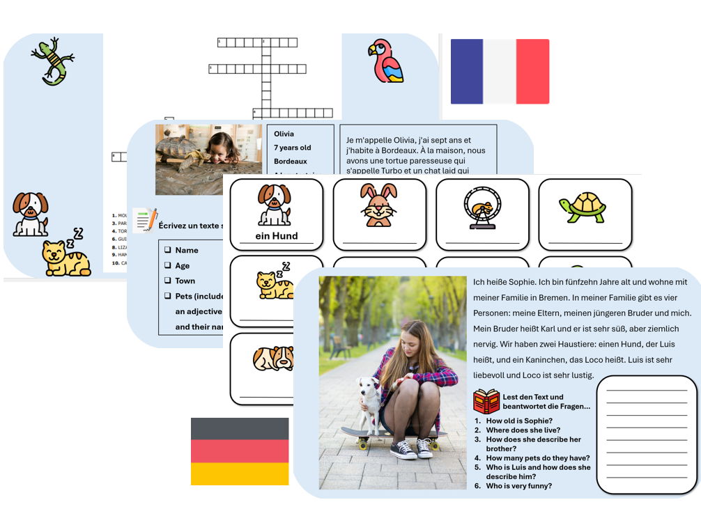 Pets (French & German) – Independent Learning & Cover Pack