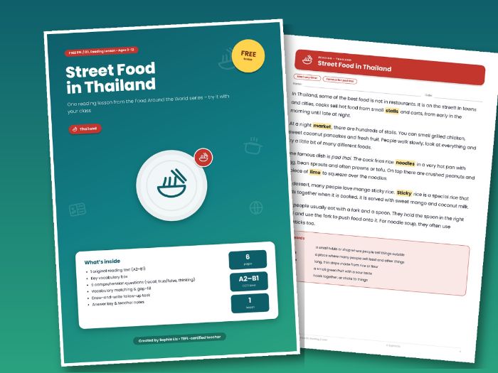 FREE ESL Reading Street Food in Thailand