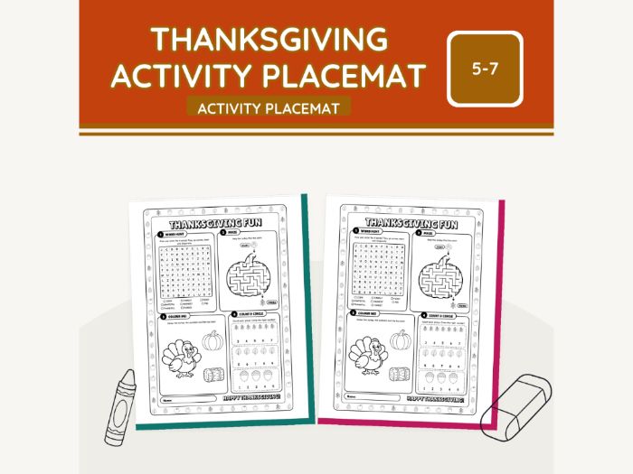 Thanksgiving Activity Placemat | 2 Sheets