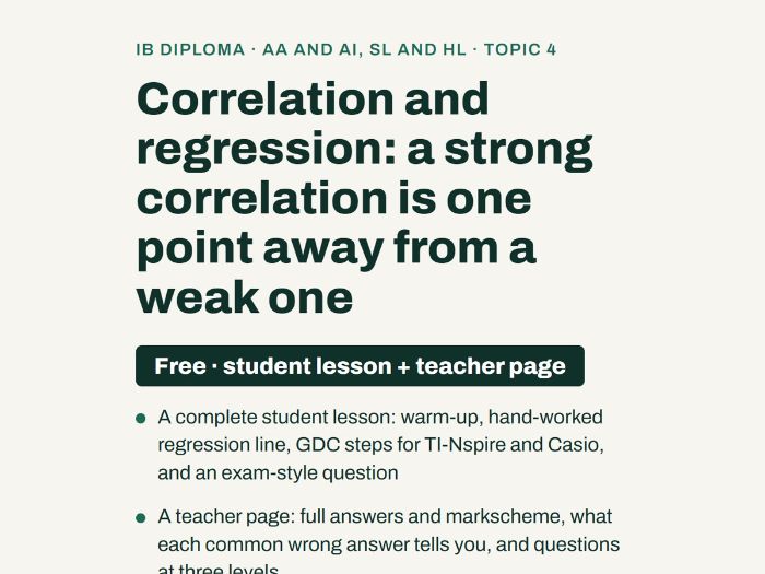 IB Maths correlation and regression lesson