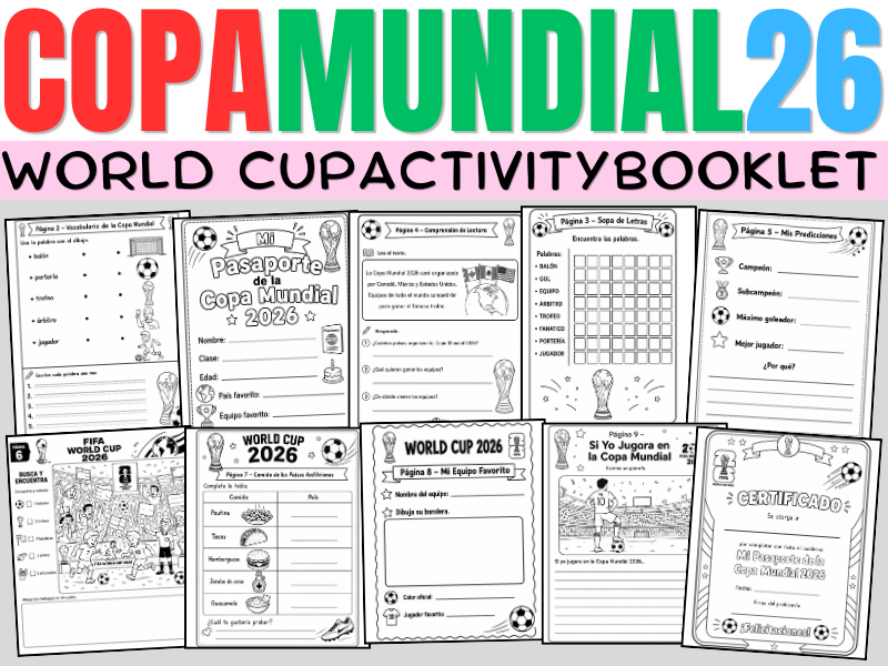 World Cup 2026 Spanish Activities Booklet | Copa Mundial 2026 Vocabulary, Reading & Writing Pack