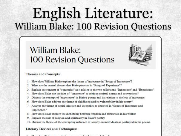 William Blake: 100 Revision Questions for A-level English Literature