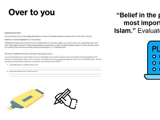 KS3 RE – End of Year Assessment Pack (Buddhism, Christianity, Islam & Humanism)