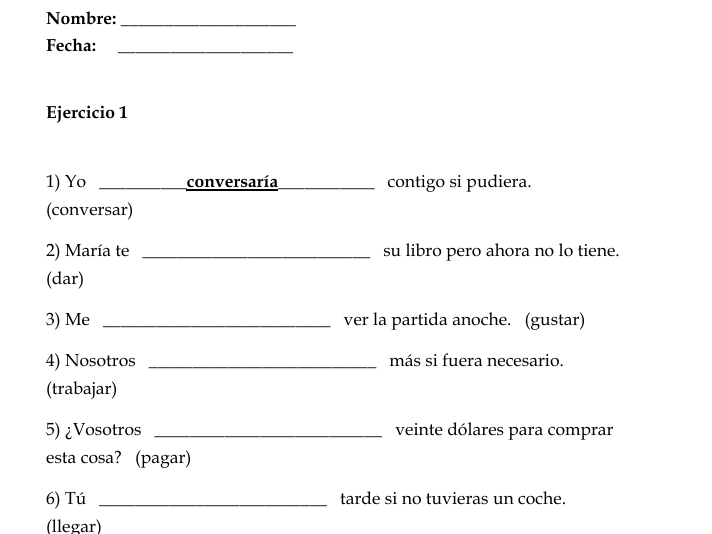 El Condicional | Spanish Conditional Tense (-ar, -er, -ir and irregular verbs)